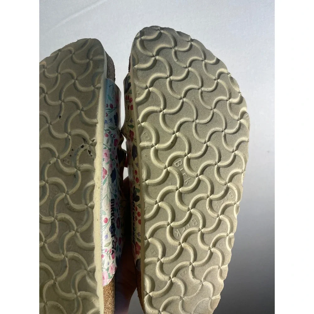 Birkenstock Florida Floral Three Strap Slide Sandals Cream Multicolor Size 36